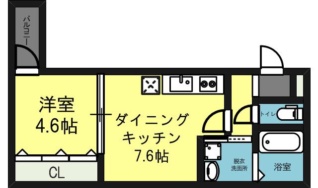 フジパレス湯里III番館(1DK/2階)の間取り写真