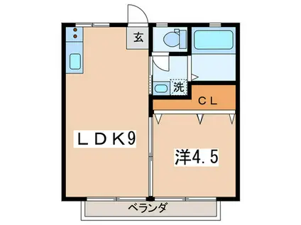 ツインピ-クスハイツA棟(1LDK/1階)の間取り写真