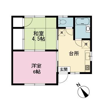 フジハイツ(2DK/1階)の間取り写真