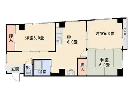 MURASAKIBARUMANSION(3DK/2階)の間取り写真