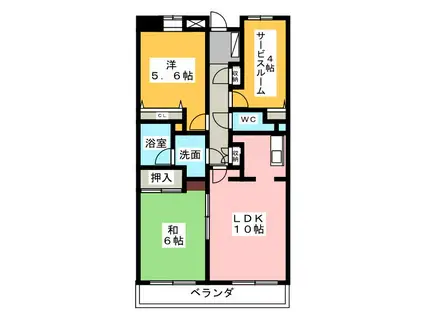 ステイツ四日市(2LDK/4階)の間取り写真