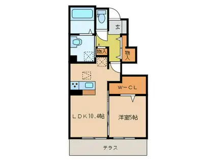 D-ROOM唐原 C棟(1LDK/1階)の間取り写真