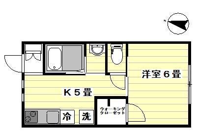 カーサ・T(1K/2階)の間取り写真