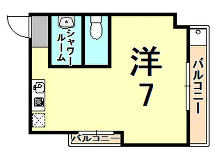 ヴィラ塚口(ワンルーム/2階)の間取り写真