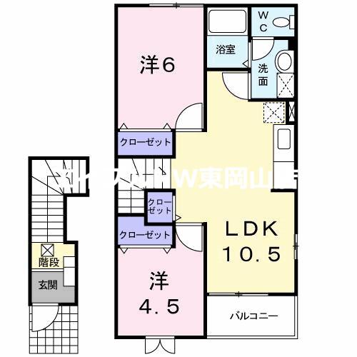 エトワールB(2LDK/2階)の間取り写真