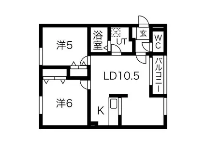 ウエストHILLS西野(2LDK/2階)の間取り写真