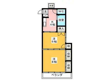 コスモス(2K/2階)の間取り写真