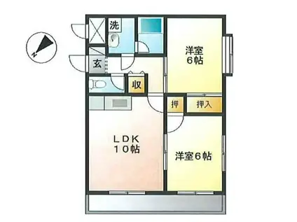 サンハイム柿生II(2LDK/2階)の間取り写真