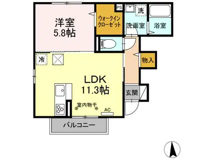 セジュール萩畠(1LDK/1階)の間取り写真
