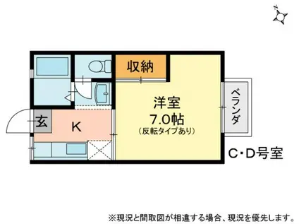 メゾン岡北II(1K/1階)の間取り写真