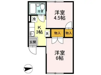 レジデンスオルメ(2K/1階)の間取り写真