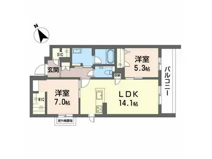シャーメゾンエスポワール帝塚山(2LDK/2階)の間取り写真