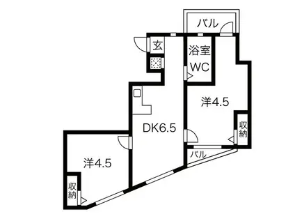 ラフィネ新栄(2DK/4階)の間取り写真