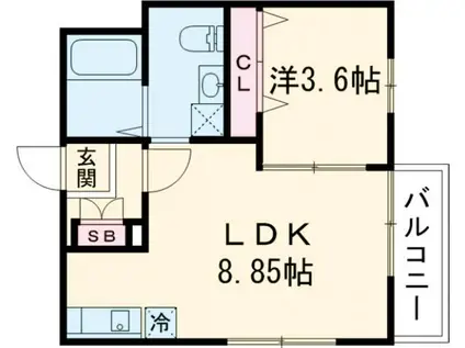 NET-K大倉山アーク(1LDK/3階)の間取り写真