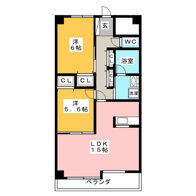 レジデンスタツミ(2LDK/3階)の間取り写真