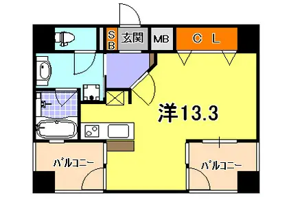 プレジール三ノ宮(1K/12階)の間取り写真