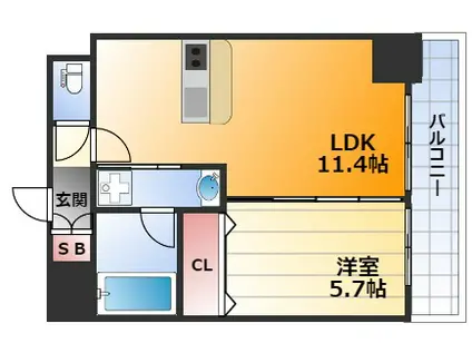 プレジオ新大阪ルージュ(1LDK/6階)の間取り写真