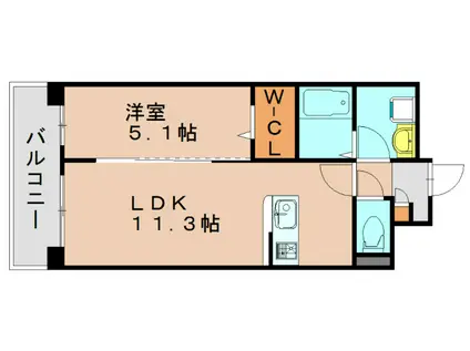 ヴィンテージ箱崎東(1LDK/7階)の間取り写真