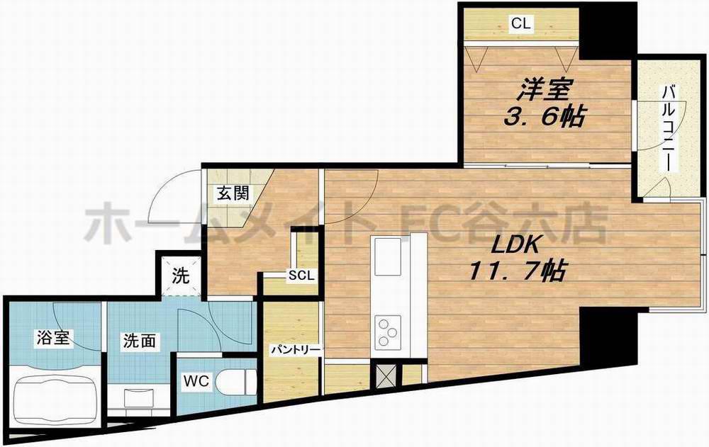 BRAVE北浜(1LDK/3階)の間取り写真
