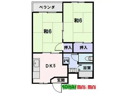 サンスカイまことマンション(2DK/2階)の間取り写真