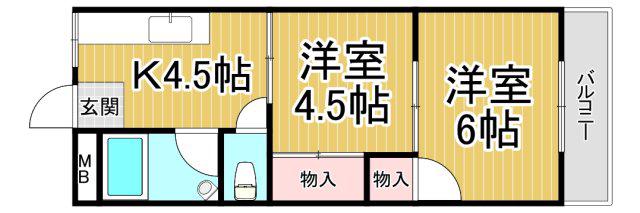 寿コーポ(2K/3階)の間取り写真