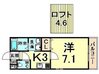 ＪＲ福知山線 塚口駅(ＪＲ) 徒歩10分 2階建 築16年(1K/2階)の間取り写真