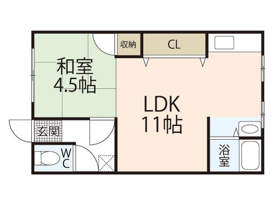 岡本アパート(1LDK/2階)の間取り写真