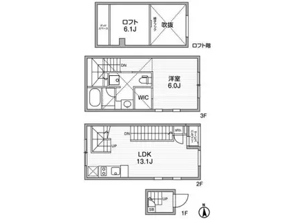 FLUFFY自由が丘(1LDK/3階)の間取り写真