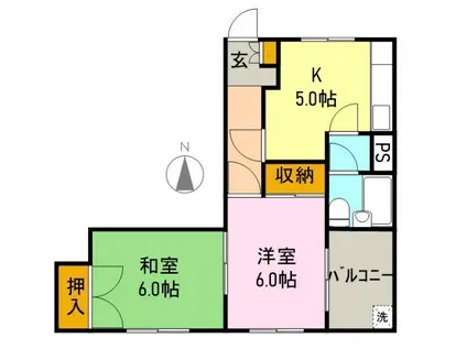 瓜島ビル(2K/4階)の間取り写真