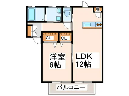 カーサ ソレアード (1LDK/2階)の間取り写真