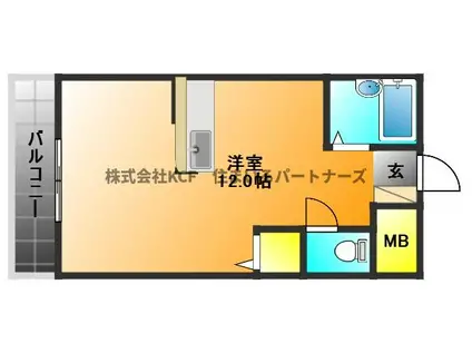 アザレアハイツ蒲池(ワンルーム/4階)の間取り写真