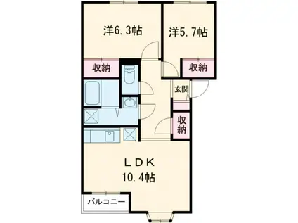 アン・ファミーユ(2LDK/2階)の間取り写真