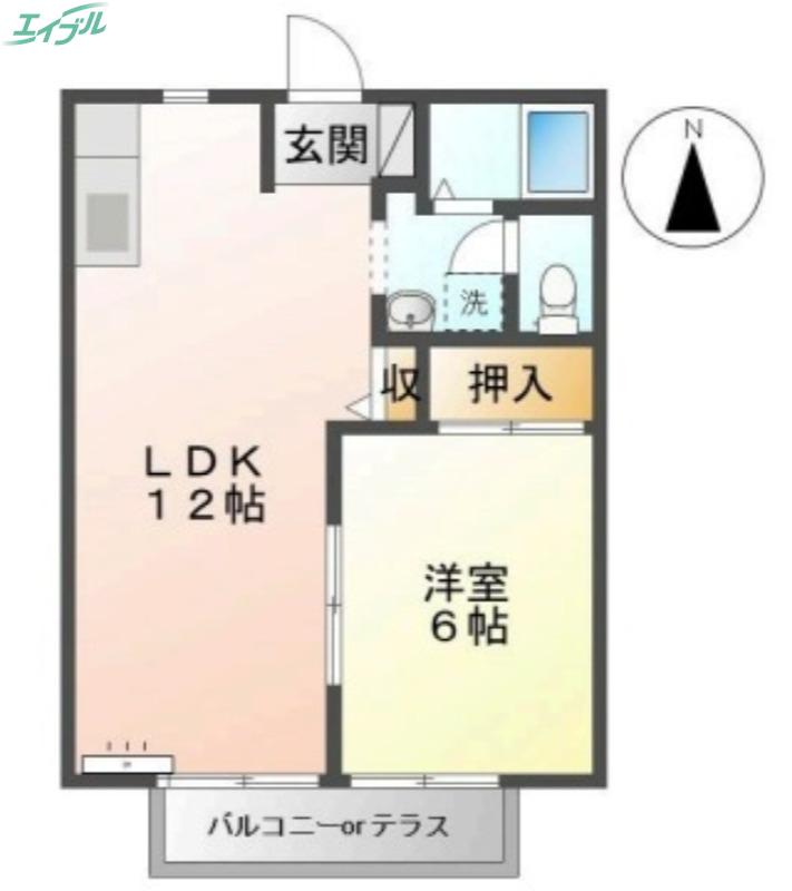 ぼくんちパートII(1LDK/2階)の間取り写真