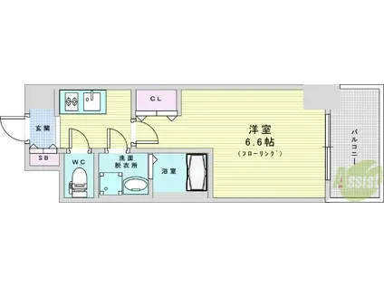 S-RESIDENCE上新庄ASCENT(1K/4階)の間取り写真