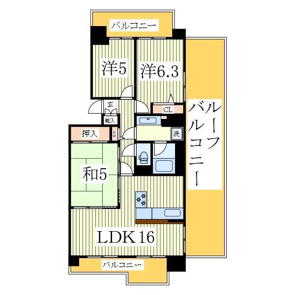 サンパセオ新柏E棟(3LDK/8階)の間取り写真