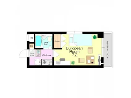 ソレイユ下川(1K/2階)の間取り写真