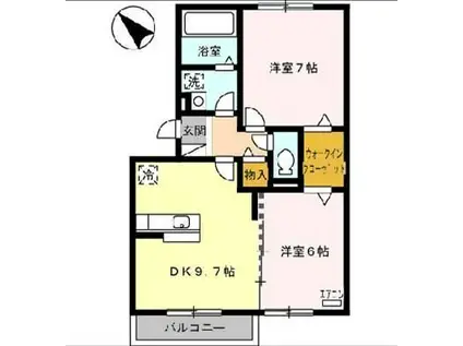 プレミール ボヌール H棟(2DK/2階)の間取り写真