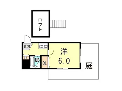 ヒルズパレス神戸塩屋(1K/2階)の間取り写真