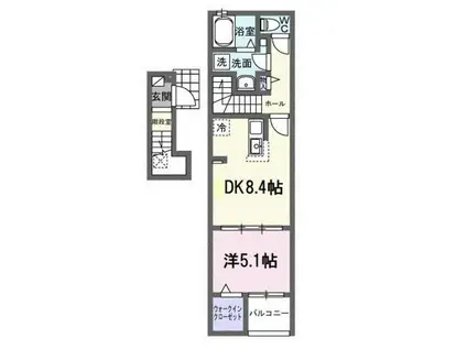 ＪＲ身延線 富士宮駅 徒歩18分 2階建 築1年(1DK/2階)の間取り写真