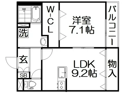 アート星田駅前(1LDK/1階)の間取り写真