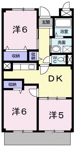 シャルマン今宿(3DK/1階)の間取り写真