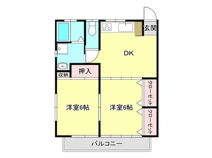 長井ハイツ(2DK/2階)の間取り写真