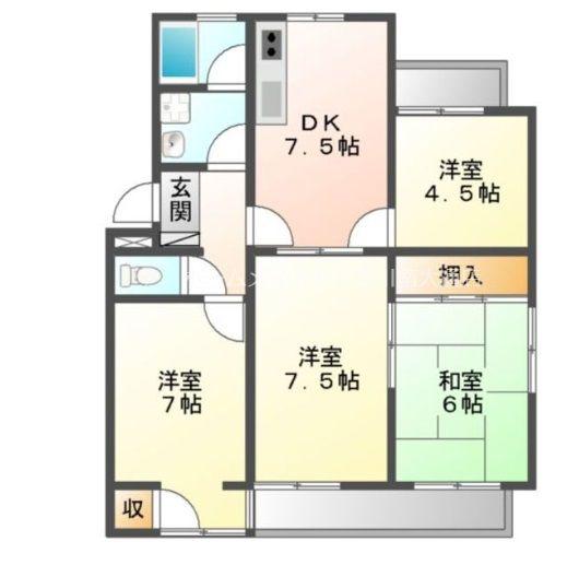 ゴールデンハウス小坂井(4DK/4階)の間取り写真