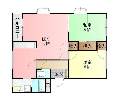 銀の馬車道壱番館(2LDK/1階)の間取り写真