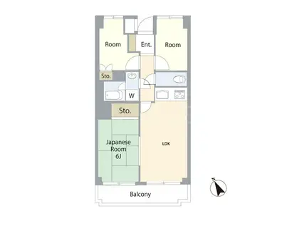 シティポート八王子(3DK/2階)の間取り写真