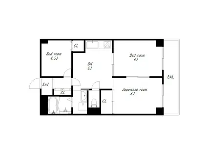 サイプレス(3DK/2階)の間取り写真