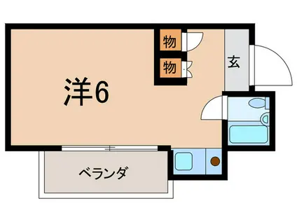 阪神本線 甲子園駅 徒歩20分 3階建 築41年(ワンルーム/2階)の間取り写真