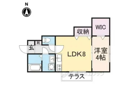 ソレイユビセレクト法蓮町1(1LDK/1階)の間取り写真