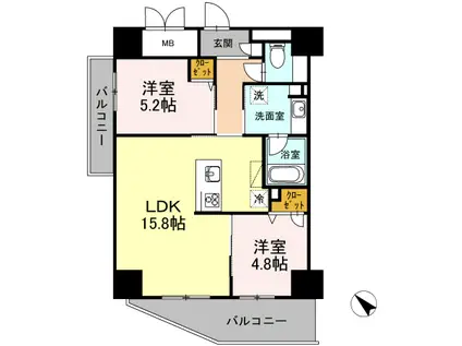 PALAIS FELICIA(2LDK/2階)の間取り写真