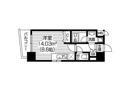 S-RESIDENCE福島LUXE(ワンルーム/2階)の間取り写真